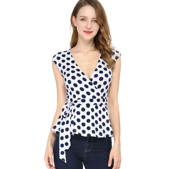 Top Sin Mangas Con Cuello En V Para Mujer Allegra K Blanco XL