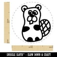 thumbnail image 2 of Silly Beaver Doodle Self-Inking Rubber Stamp Ink Stamper - Green Ink - Medium 1 Inch, 2 of 7