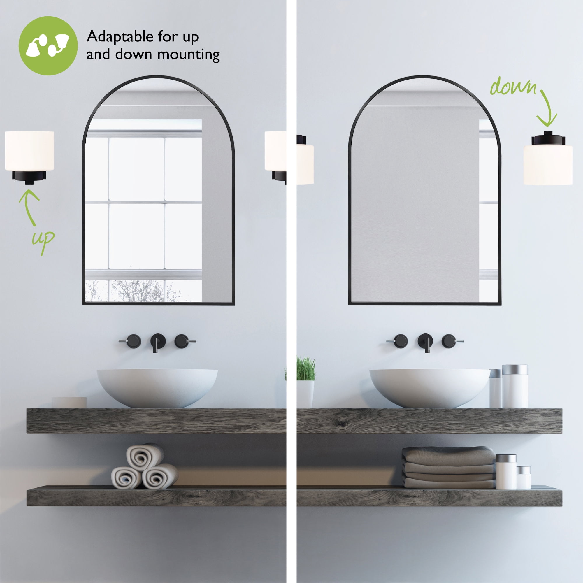 Design House Dove Creek 1-Light Dimmable Wall Light with Frosted Glass, Matte Black