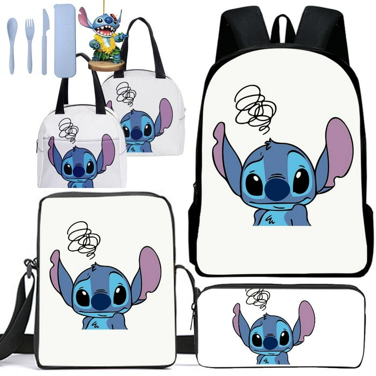 Disney Lilo and Stitch Mini Backpack and Lunch Box Bundle - 4 Pc Set with  11 Stitch School Bag, Stitch Lunch Bag, More for Boys and Girls | Stitch