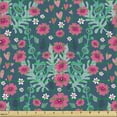 thumbnail image 2 of Ambesonne Japanese Print Fabric by the Yard Upholstery, Flower Heart Plot, 3 Yards, Pastel Pink and Dark Seafoam, 2 of 5