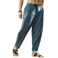 thumbnail image 2 of Pantalones de algodón para hombre, pantalones largos de playa, bolsillos, pantalones de verano con cordón, 2 of 4