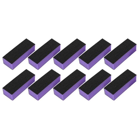 Unique Bargains Comfortable Three Sides Black Sand Nail Buffers 10 Pcs Purple