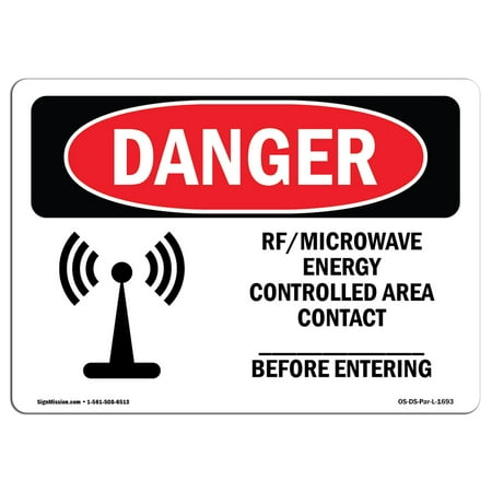 OSHA Danger Sign - Rf Microwave Energy Controlled Area Custom 5