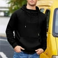 thumbnail image 5 of cocolona Hoodies for Men Button Collar Drawstring Hooded Sweatshirts Fall Winter Casual Solid Color Long Sleeve Pullover Tops with Pockets, 5 of 5