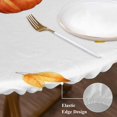 thumbnail image 3 of Thanksgiving Fall Pumpkins Round Tablecloth, Fitted Table Cover with Elastic for 45"-54" Round Tables, Orange Maple Leaf Autumn Table Cloth Outdoor Indoor Dinning Party Waterproof Tablecloths, 3 of 7