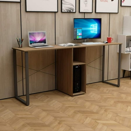Soges 2 Person Home Office Desk 78inches Large Double Workstation Writing With Storage White Oak Hz011 200 Ok Ca Canada Soges 2 Person Home Office Desk, Soges 2 Person Home Office Desk