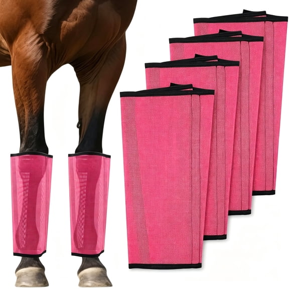 GASTROPOD Mesh Horse Fly Boots,Pink,Set of 4 | Loose Fitting,Breathable Leggings,Adjustable Anti-Stomping Leg Wraps,Stay-Up No-Slip Design,For All 4 Legs Fly Boots
