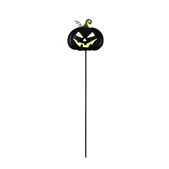 Halloween Metal Pumpkin Yard Stake, Black Glow in The Dark Fluorescent Iron Art, 1 Piece Decorative Ground Insert, for Outdoor Garden Lawn Halloween Holiday Pathway Decoration