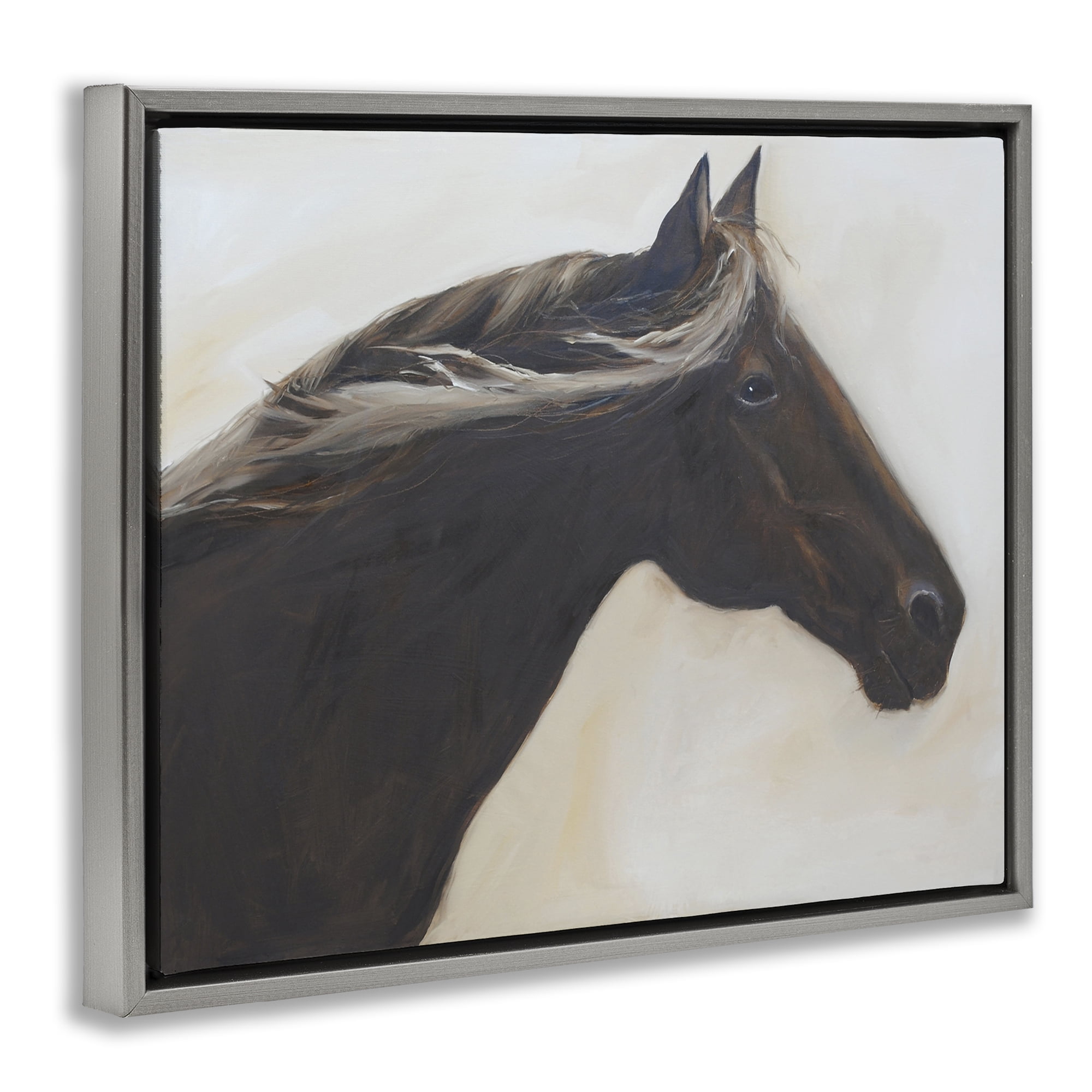 Stupell Industries The Mare In Profile Gray Framed Floater Canvas Wall Art, design by Jadei Graphics