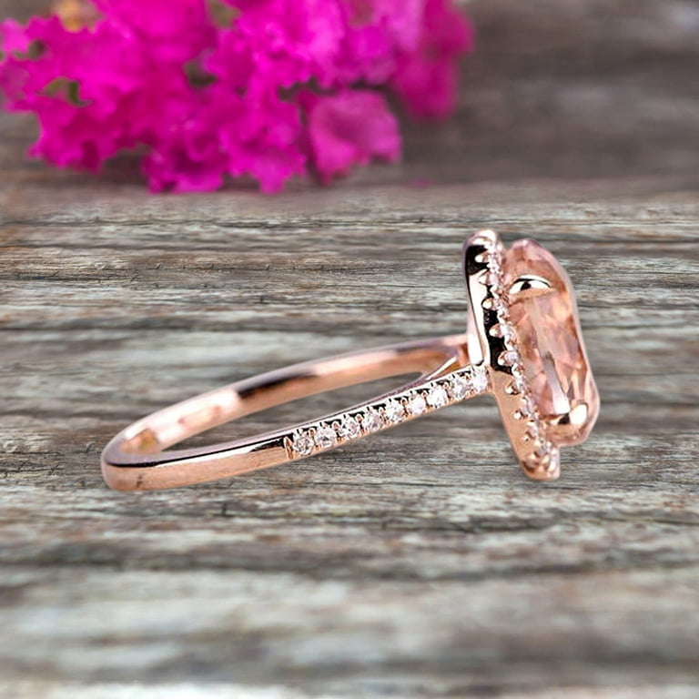 Oval Cut Pink Morganite Engagement Ring Carat Solid 10k Rose