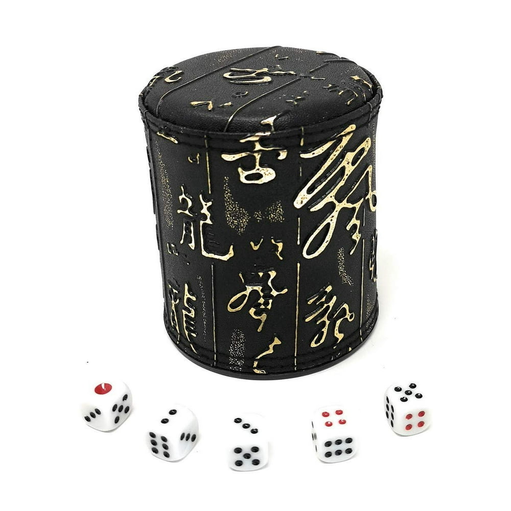 THY COLLECTIBLES Dice Cup with 5 Dices, PU Leather Professional Dice