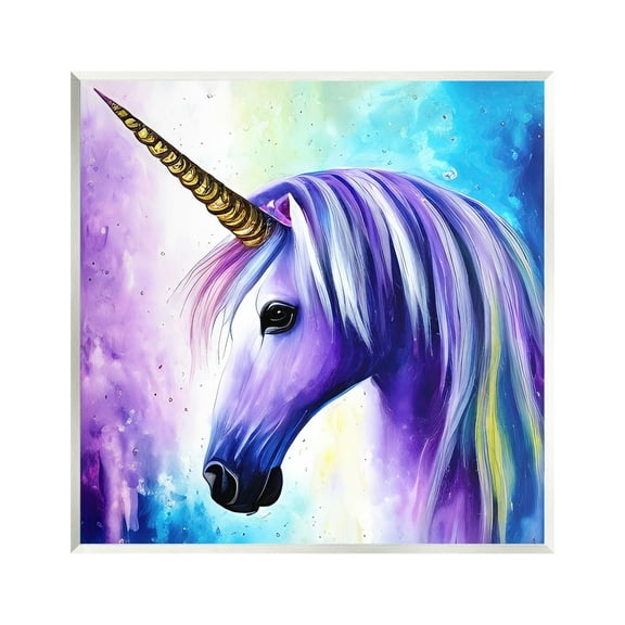 Stupell Industries Elegant Purple Unicorn Fairy Tales & Fantasy Painting Unframed Art Print Wall Art, 12 x 12