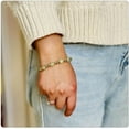 thumbnail image 2 of 18K Gold Plated Jewelry Faux Jade Bead Stone Bracelet Adjustable Cuff Bracelet, 2 of 7