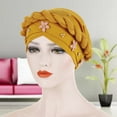 thumbnail image 6 of SPRING PARK Women Faux Pearls Flowers Twist pleated Hair Wrap stretch Turban Women's Head Wrap Cap Cover, 6 of 7