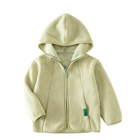 FAOWME Boys Toddler Polar Full Zip Hooded Jacket Light Green 7-8 Years