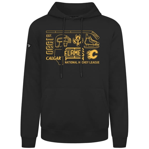 Men's Levelwear Black Calgary Flames Podium Campaign Pullover Hoodie