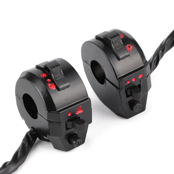 Bocina para Manillar de Motocicleta, Control de Interruptor de Haz Alto y Bajo para Manillar de 7/8 Pulgadas, Par Negro Universal
