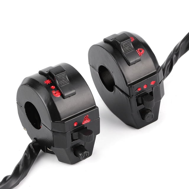 Bocina para Manillar de Motocicleta, Control de Interruptor de Haz Alto y Bajo para Manillar de 7/8 Pulgadas, Par Negro Universal