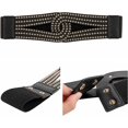 thumbnail image 6 of PIKADINGNIS Women Wide Elastic Belt PU Leather Vintage Dress Wide Waist Belt Punk Fashion Cinch Stretch Belt Retro Waistband, 6 of 6
