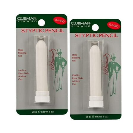 Clubman Jumbo Styptic Pencil, Treat and Seal Shaving Cuts Instantly, Anti-hemorrhaging Stick, First Aid, White, 1 oz - 2 Pack