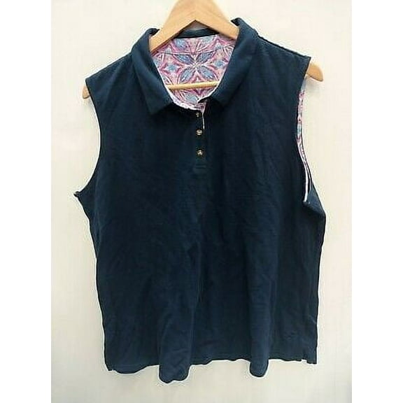 Caribbean Joe Women's Sleeveless Polo Shirt (Navy,  Large)