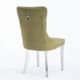 thumbnail image 6 of Set of 2 Velvet Dining Chairs with High Backrest, Modern Mid-Century Style Upholstered Chairs with Stainless Steel Legs, Olive Green and Silver for Kitchen or Dining Room, 6 of 9