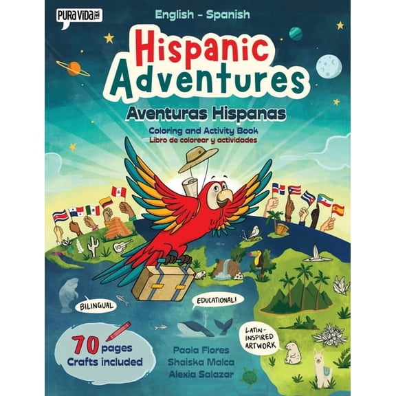 Hispanic Adventures: Coloring and activity book (English-Spanish), (Paperback)