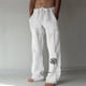 thumbnail image 1 of Pantalones largos de verano para hombre, de algodón y lino, con pierna ancha, estampados, con cordones, para deportes y vacaciones, 1 of 6