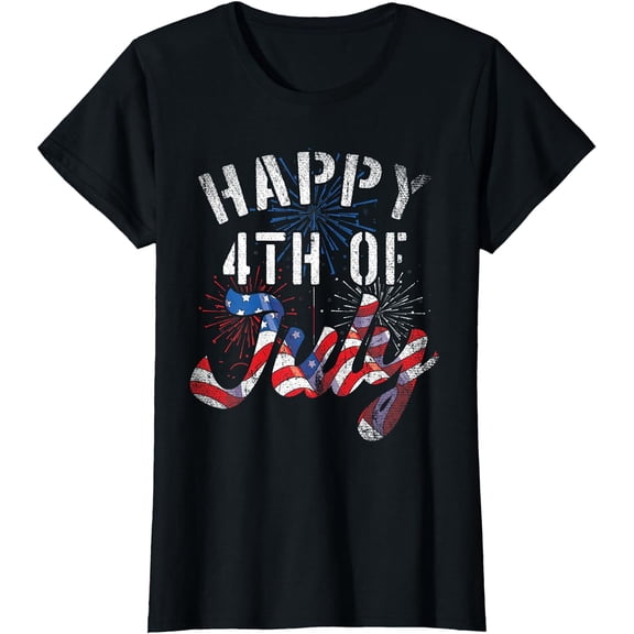 Fireworks Happy 4th Of July US Flag American 4th Of July T-Shirt