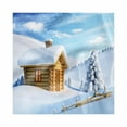 thumbnail image 1 of Log Cabin Decorative Satin Napkins Set of 4, Illustration of a Small Wooden Lodge in Snowy Mountainous Landscape with Firs, Square Fabric Party & Dinner Napkin, 18", Multicolor, by Ambesonne, 1 of 2