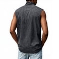 thumbnail image 3 of Lumtrix Mens Sleeveless Denim Shirts 1/2 Zip Collared Vintage Muscle Tank Tops Workout Loose Undershirts with Pocket Dark Gray M, 3 of 3