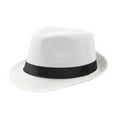 thumbnail image 1 of Fedora Hat Wide Brim Sun Protection Solid Color Panama Cap Boater Summer Beach Sunhat for Vacation, 1 of 10