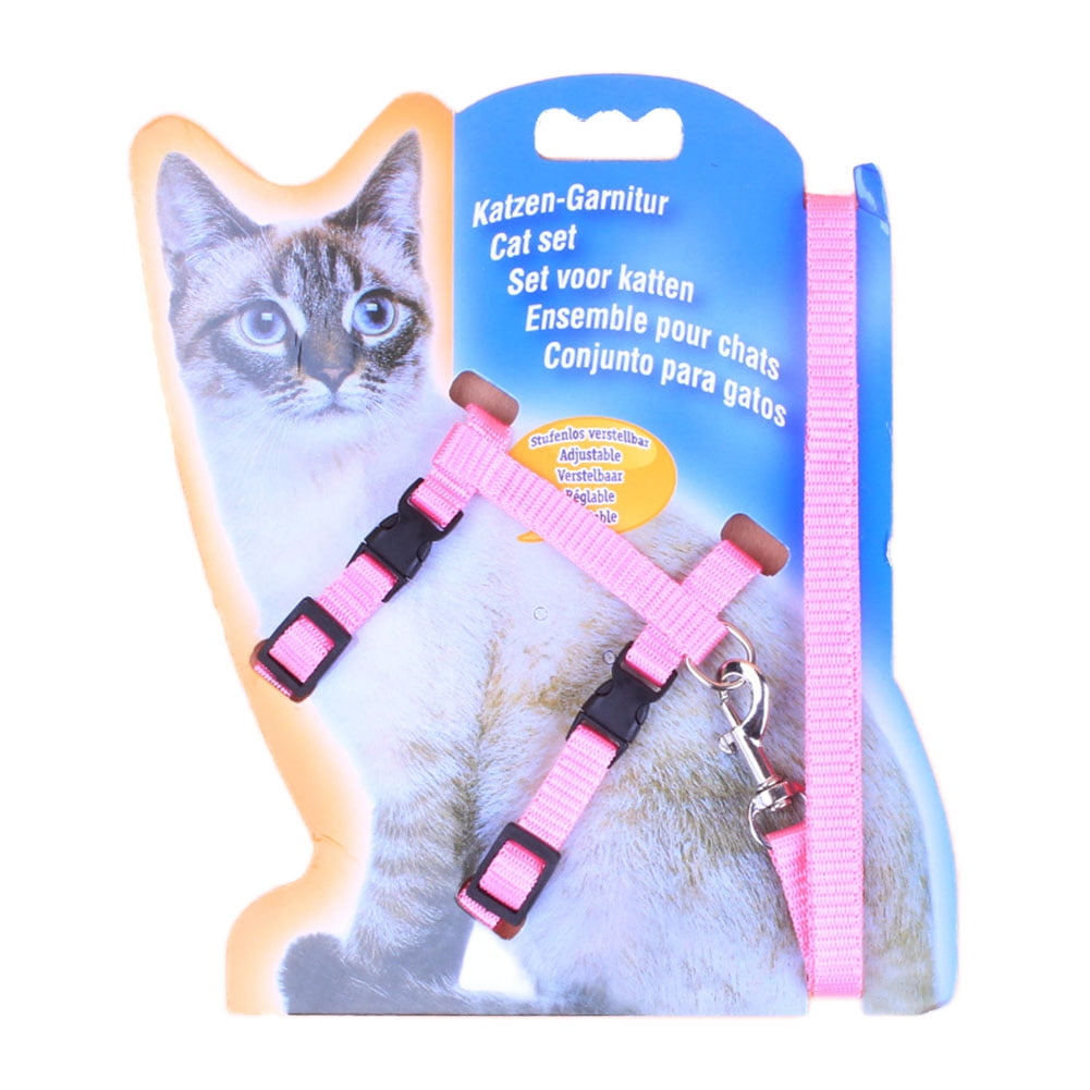 Nylon Adjustable Harness Lead Leash Pet Cat Kitten  Collar Belt Safety Rope 