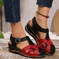 thumbnail image 3 of Rokment Orthopedic Wedges Sandals for Women 2026 Beach Summer Comfortable Vintage Casual Color Block Leather Closed Toe Platform Arch Support Walking Dress Sandals Black Size 6, 3 of 7