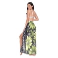 thumbnail image 3 of FORMRS Womens Long Sarong Beach Wrap Semi-Sheer Bikini Skirt Bathing Swimsuit Cover Up, Green Flowers, 3 of 7