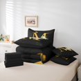thumbnail image 5 of Homewish Initial M Letter Twin Bedding Sets 7-Piece, Butterfly Rose Floral Bedding Comforter Set, Black Gold Sequin Print Reversible Sheet Sets, Lightweight Room Decor, 5 of 7