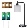 thumbnail image 1 of Lámpara de mesa Lámpara de mesa industrial Tomshine con pantalla de vidrio, dos puertos de carga USB, lámpara de mesita de noche vintage regulable sin escalonamientos para dormitorio, sala de estar (b Tomshine Lámpara de mesa, 1 of 2