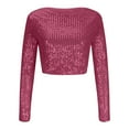 thumbnail image 6 of Sequin Crop Tops for Women Long Sleeve Crewneck Glitter Tshirt Y2K Teen Girls Cute Sparkle Blouse Tees for Party Club, 6 of 6