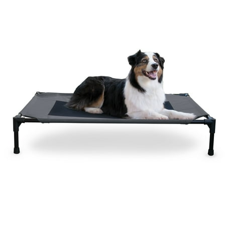 UPC: 0655199637256 | K&H Pet Products Original Pet Cot Elevated Dog Bed Charcoal/Black Large 30 X 42 X 7 Inches