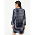 thumbnail image 3 of Free Assembly Women's Striped T-Shirt Bib Mini Dress with Long Sleeves, 3 of 6