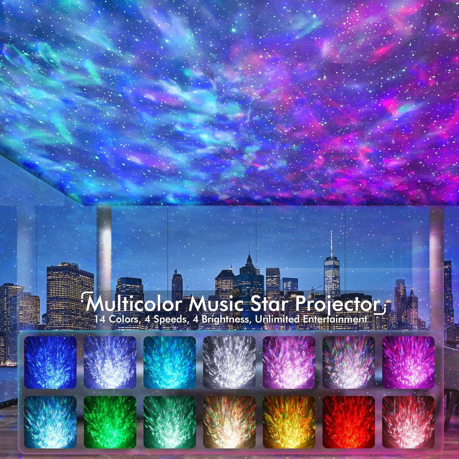 Galaxy Projector, Star Projector Galaxy Light Projector for Bedroom, APP Control Projector Bluetooth Speaker and White Noise, Night Light for Kids Adults Home Theater, Ceiling, Room Decor（small）