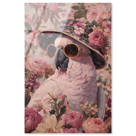 Pastel Floral Glam Parrot Acrylic Print Pets Wall Art by Art Remedy, Ready to Hang, 10 x 15