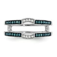 thumbnail image 4 of 14K White Gold Ring Band Wedding Diamond Round Blue & Guard, 4 of 7