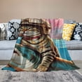thumbnail image 2 of BCIIG Cute Cat Shark Helmet Warm Lightweight Blanket Soft Fleece Blanket for All Seasons Flannel Material Blanket 50x60in, 2 of 6