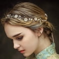 thumbnail image 4 of Diadema de cristal nupcial Daisy flor diadema nupcial cristal perla boda diadema, margarita flor nupcial Rhinestone cristal perla boda banda de pelo, 4 of 7