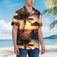 thumbnail image 3 of Fotbe Hawaiian Sunset Beach Camisa Hawaiana para Hombre Unisex – Camisa Casual de Verano con Botones de Manga Corta de Algodón y Lino,3X-Large, 3 of 7