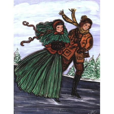 - Caroline's Treasures Couple Skating 2-Sided Garden Flag