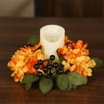 thumbnail image 2 of AYktou Halloween Candle Wreath, Maple Leaf Berries Cluster Candle Holders Garland Table Setting for Wedding Centerpiece Ornaments Candlelit Dinner Home Party Hanging Decoration, 2 of 7