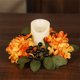 thumbnail image 1 of Decoraciones de Halloween, corona de velas de Halloween, candelabros de hojas de arce y rosas, anillo decorativo, arreglo de mesa, decoración, suministros para fiestas, adorno, corona de candelabro de, 1 of 7
